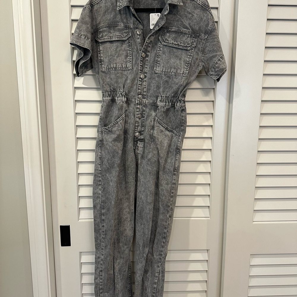 *NEW* Free People Gray Denim Jumpsuit